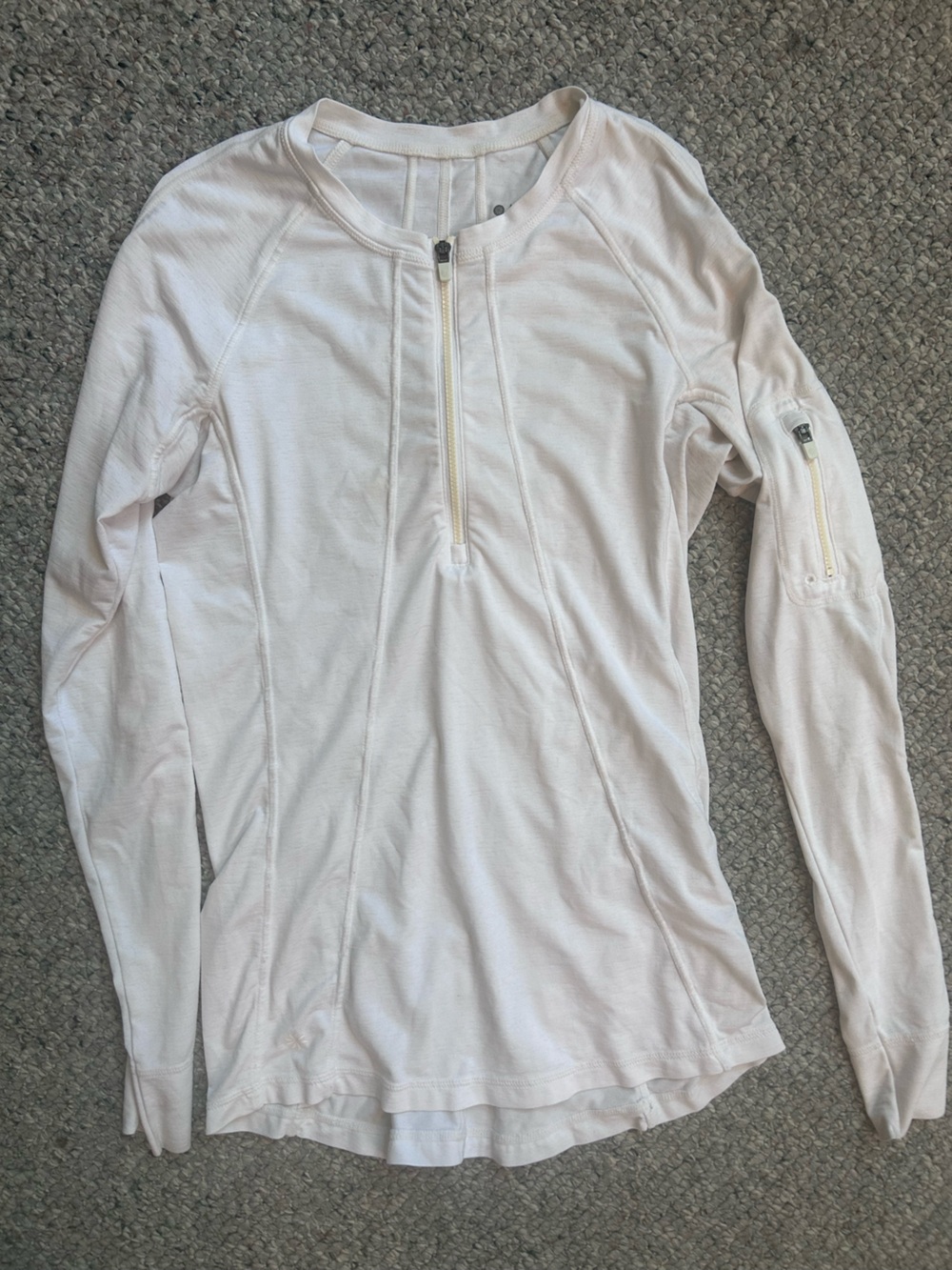 Athleta White Zip-Front Long Sleeve Pullover